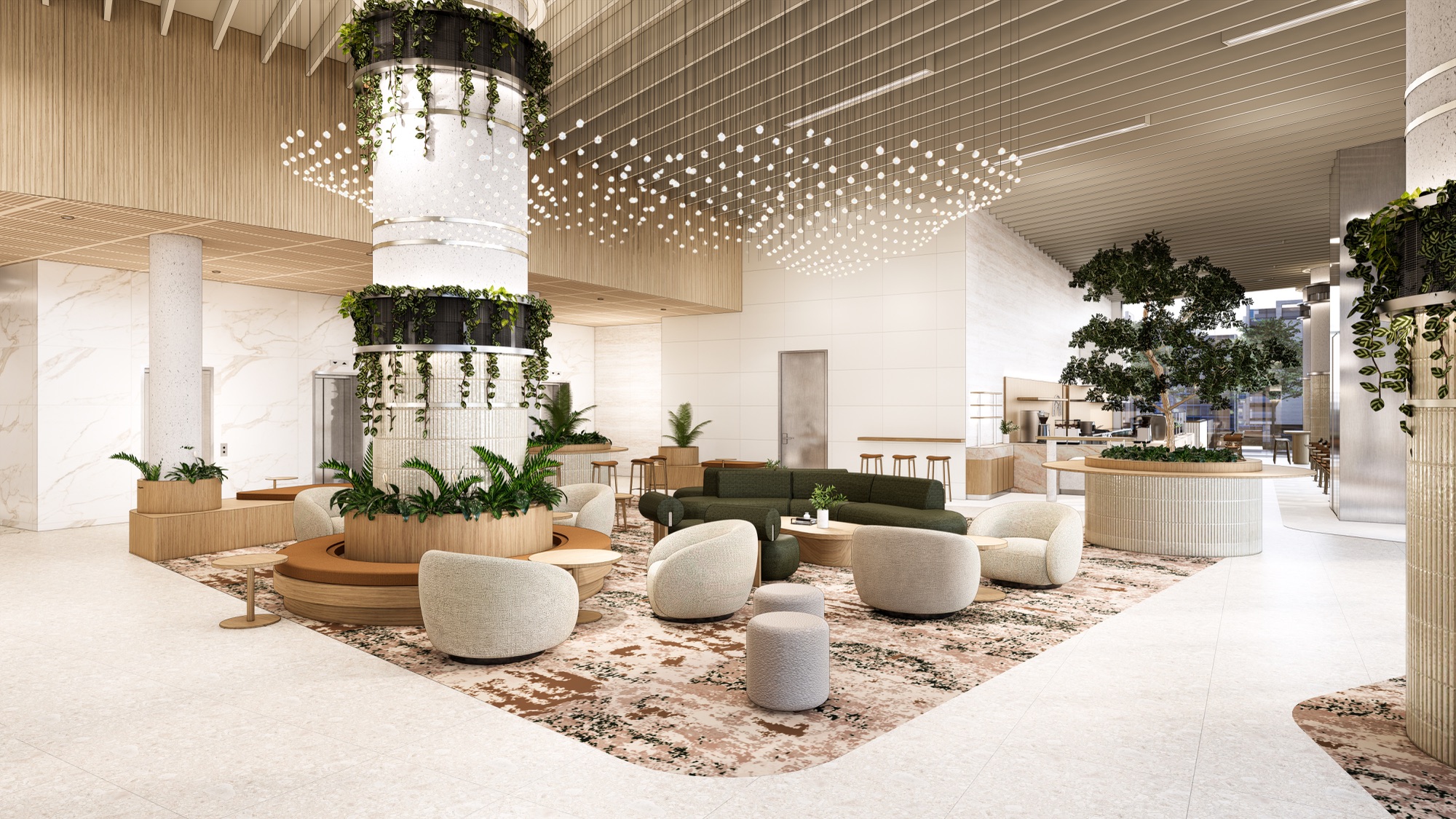 100 Pacific Highway grand lobby with biophilic design